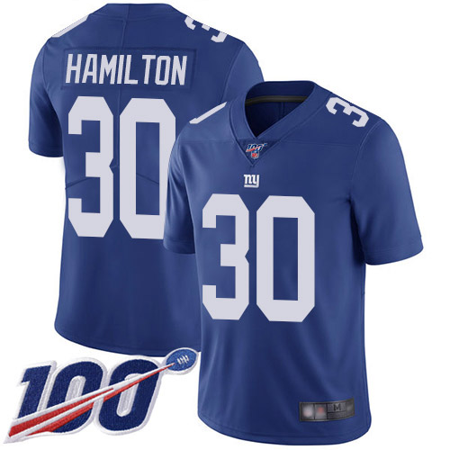 Men New York Giants #30 Antonio Hamilton Royal Blue Team Color Vapor Untouchable Limited Player 100th Season Football NFL Jersey